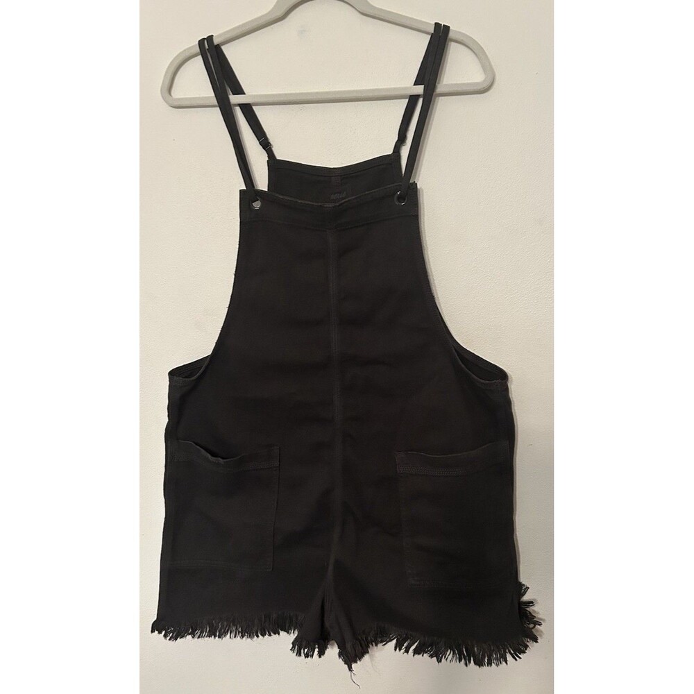 Aerie Woman L Black Romper Shorts Overall Distressed Casual Grunge